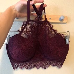 Maroon lace bralette